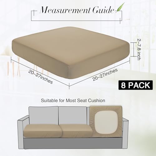 Newwiee 8 Pcs Patio Outdoor Cushion Covers,Solid,Khaki Yellow - Image 2