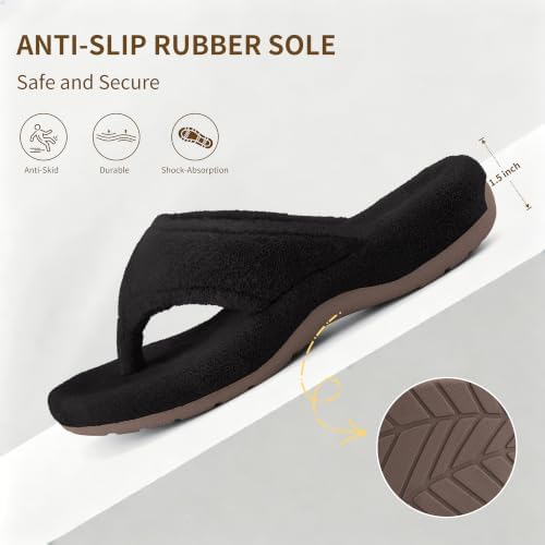 BCSTUDIO Women's Orthopedic Flip Flop Fuzzy Slippers with Arch Support - Image 6