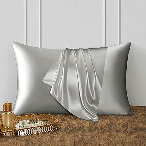 DISANGNI Silk Indulgence Set: Premium 22 Momme Mulberry Silk Pillowcase & Eye Mask Duo for Hair and Skin Rejuvenation(1pc King Size 20" x36", Light Grey) - Image 2