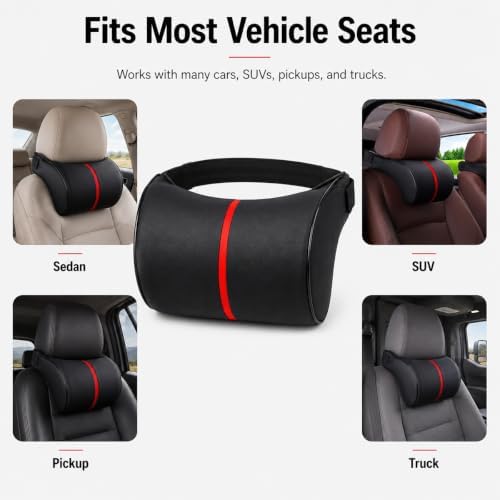 Car Neck Pillow for Porsche Cayenne 2019–2026, PU Leather Headrest Cushion with Breathable Mesh, Adjustable Neck Pillow for Car Seat, for Cars, SUVs, Pickup Trucks & Vans,B - Image 6