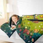 Erosebridal Campfire Comforter Set Camping Tent Toddler Bedding Sets for Boys Girls Kids Woodland Bonfire Comforter Cartoon Trees Stones Quilt Duvet 2 Pcs - Image 6