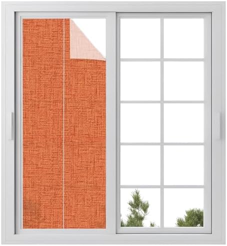 Window Privacy Film Frosted, Burnt Orange Static Cling Door Window Covering, Rustic Farmhouse Solid Color Fall UV Blocking Windows Film for Office, Hotel, Bedroom, 29.5 x 78.7 Inches by Unknown