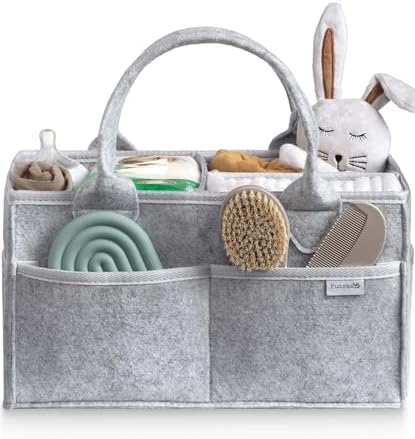 PUTSKA Baby Diaper Caddy Organizer, Felt Nursery Basket, Gray, Extra Large by Putska