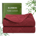 BEDSUM Cooling Toddler Comforter, Rayon Made from Bamboo, Wine Red by BEDSUM