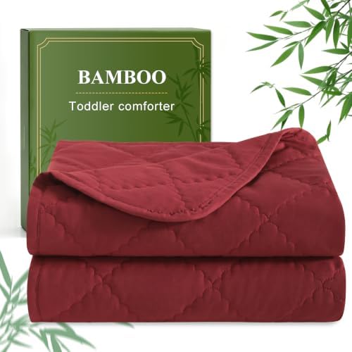BEDSUM Cooling Toddler Comforter, Rayon Made from Bamboo, Wine Red by BEDSUM