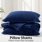 King Quilt Set Bedspread Coverlet Bedding Leaf Navy 106"x96" - Image 3
