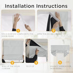 RYB HOME 2 Panels 100% Blackout French Door Curtains Set of 2 - W30 x L69, Greyish White - No Drill Door Window Curtains Thermal Insulated Privacy Assured Shades for Front Entrance - Image 4