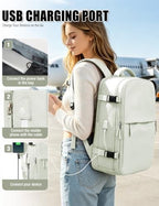 Vacuum Seal Travel Backpack with Air Pump Vacpack Waterproof Carry On Backpacks for Travel Bag Women with Vacuum System Compression Airlines Approved Daypack Laptop Hiking Work Space Saver Bags White - Image 5