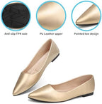 KUNWFNIX Women's Ballet Flats Foldable Classic Crown Rhinestone Slip On Bowknot PU Leather Faux Suede Pointed Toe Comfort Flat Casual Dress Shoes - Image 4
