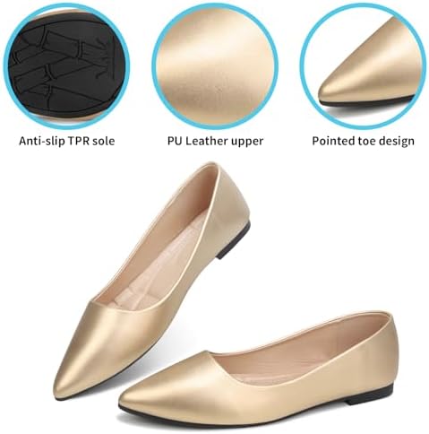 KUNWFNIX Women's Ballet Flats Foldable Classic Crown Rhinestone Slip On Bowknot PU Leather Faux Suede Pointed Toe Comfort Flat Casual Dress Shoes - Image 4