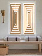 Window Privacy Film Frosted, Burnt Orange Geometric Reusable Static Cling Window Tints, Square Minimalist Modern Heat Control Windows Films for Offices, Balcony, 29.5 x 118 Inches - Image 5