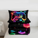 Game Consoles Kids Boys Reversible Comforter Set Twin Size,Gaming Bedding Sets Gamer Room Decor Gifts Galaxy 3D Neon Honeycomb Video Games Polyester Quilt Set,1 Pillowcase (Red Green Blue) - Image 7