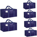 6 Pack-Extra Large Heavy Duty Moving Bags - Waterproof Storage Totes with Handles & Zippers, Foldable for College Dorm, Storage (Dark Blue) by Unknown