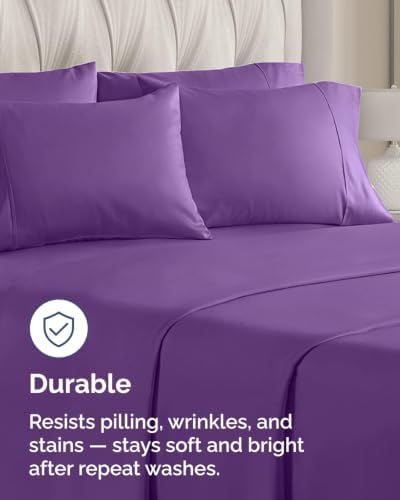 King Pillow Cases - 8 Pack Soft Pillowcase Covers - 20" x 40" (Purple) - Image 4