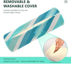 Bolster Pillow Cotton Neck Roll Pillow for Sleeping Outdoor Round Pillows Cylinder Pillow Decorative Cervical Pillow Covers with Zipper Cyan Stripe - Image 4