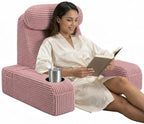Reading Pillow/Backrest Pillow with Arms, Cup Holder & Phone Pocket by AMCATON