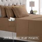 Elegant Comfort Luxury Soft 6-Piece 1500 Premium Hotel Quality Bed Sheet Set with Extra Deep Pockets 18-24 Inch, Wrinkle Free, Storage Pockets, Extra Deep Pocket 6PC Sheets, Queen, Tan - Image 5