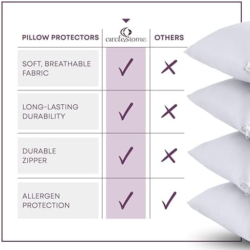 CirclesHome Standard Zippered Pillow Protectors | 100% Cotton Breathable Pillow Covers | Protects Pillows from Dirt, Dust, and Debris | (Standard 20x26 - Set of 6) - Image 5