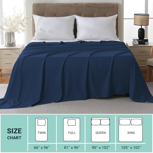 ZPECC Twin Flat Sheets Only Navy 6 Pack, Color-Coded Hem Threads - Image 5