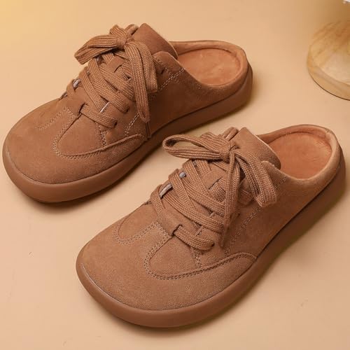 UBFEN Womens 100% Genuine Suede Mules Arch Support Indoor Outdoor Slippers - Image 5