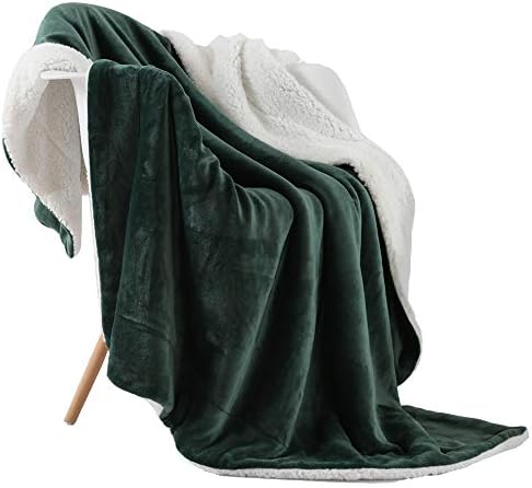 NANPIPER Throw Blanket Reversible Sherpa Flannel Blanket Super Soft Fuzzy Plush Fleece Microfiber for Bed/Couch(60"x80",Olive Green) by NANPIPER