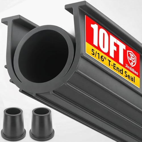 Jin&Bao Garage Door Bottom Rubber Seal 5/16" T-End 10FT & 2 End Plugs Gray by Jin%26Bao