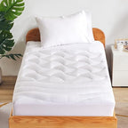 SLEEP ZONE Cooling Twin Mattress Topper for Single Bed, Premium Zoned Cool Mattress Pad Cover, Padded Mattress Protector Breathable Washable, Deep Pocket 8-21" (White, Twin) by SLEEPZONELIFE