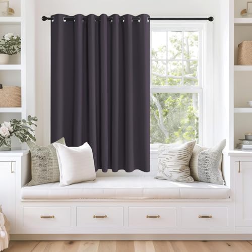 NICETOWN Blackout Curtains 63 inches Long for Living Room Bedroom, Grommet Thermal Insulated Room Divider Drape Window Treatment for Sliding Patio Door, W100 x L63, 1 Panel, Greyish Purple by NICETOWN