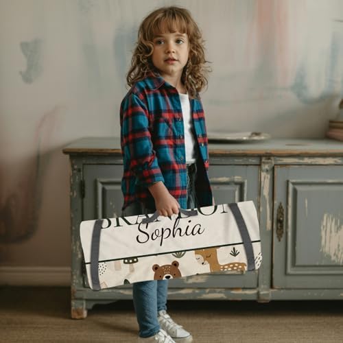 Personalized Toddler Nap Mat for Boys, Custom Name Kids Sleeping Mat for Preschool, Daycare Cot Nap Mat with Corner Straps, Roll-Up Slumber Mat with Soft Blanket & Pillow - Image 4