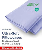Queen Pillow Cases - 10 Pack Soft Pillowcase Covers - 20" x 30" (Lavender) - Image 2