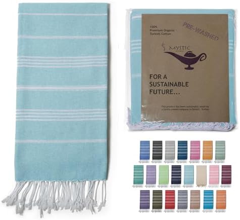 Turkish Beach Towel 100% Organic Cotton Extra Large Oversized (39 x 71 Inches) Quick Dry Sand Free Light Weight Prewashed for Bath Beach Gym Yoga Travel Towel Blanket (Mint Green) by MYSTICIMPORTS