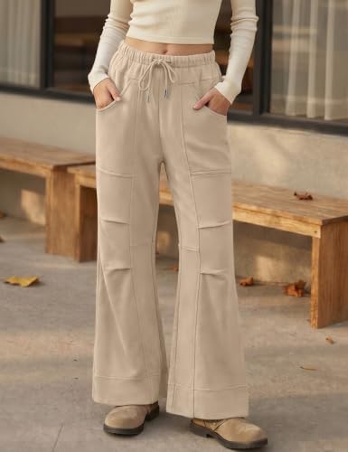 TARSE Womens Wide Leg Lounge Pant Baggy Flare Elastic Waist Sweatpants - Image 3