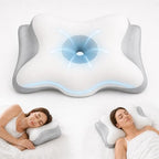 Ergonomic Cervical Neck Pillow for Neck Pain Relief, Side Sleeper Pillow, Orthopedic Pillow, Sleep Apnea Pillow, Cooling Cervical Neck Pillow, Butterfly Contour Pillow with Silk Cover & Travel Bag by Unknown