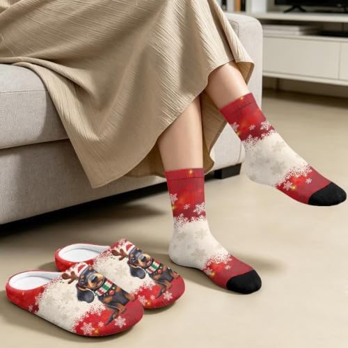 House Slipper and Socks Set for Women Warm Comfy Fuzzy Slipper with Crew Socks Plush Fuzzy Slippers for Indoor - Image 4
