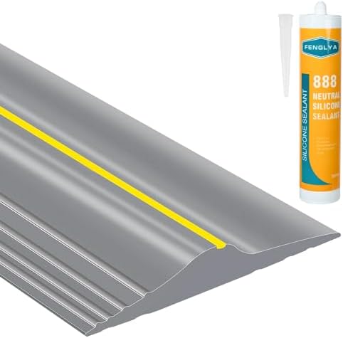 ToLanbbt 12Ft/3.7M Universal Garage Door Rubber Threshold Strip with 300ml Black Adhesive/Sealant, Weatherproof Seal Strip DIY Weather Stripping Replacement (Grey+Yellow) by ToLanbbt