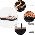 Women's Comfort Leather Slides Lightweight Flat Sandals Cute Slip On Casual Walking Slippers - Image 4