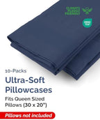 Queen Pillow Cases - 10 Pack Soft Pillowcase Covers - 20" x 30" (Navy Blue) - Image 2