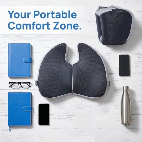 Foldable Travel Seat Cushion, Portable Memory Foam Cushion with Built-in Handles, Foldable Chair Cushions Airplane Seat Cushion for Long Sitting, Suit Office, Gaming, Travel or Driving - Image 6