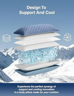 ZonLi Cooling Body Pillow for Adults Side Sleeper & Pregnancy - Memory Foam Insert Long Body Pillow 20 x 54 Inch with Washable Pillowcase, Gift for Men Women Light Blue - Image 3