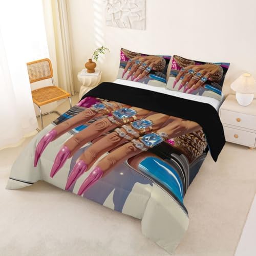 Erosebridal Black Woman King Bedding Set for Girls Teens Afro Magical Comforter Set Soft Microfiber Luxury African American Quilt Black Female Girls Bed Set for Melanin Bedroom Decor, 3 Piece - Image 3
