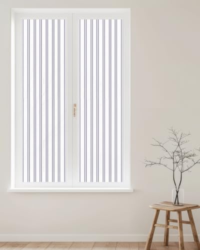 Window Privacy Film Frosted, Purple Stripes Reusable Static Cling Window Tints, Farmhouse Lines Modern Geometric Minimalist Heat Control Windows Films for Offices, Balcony, 29.5 x 118 Inches - Image 2