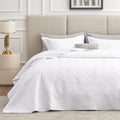 Love's cabin Twin Quilt Set White Bedspreads - Soft Bed Summer Lightweight Bedspread Comforter - Modern Style Wave Pattern Coverlet for All Season - 2 Pieces (1 Quilt, 1 Pillow Sham) by Lovescabin