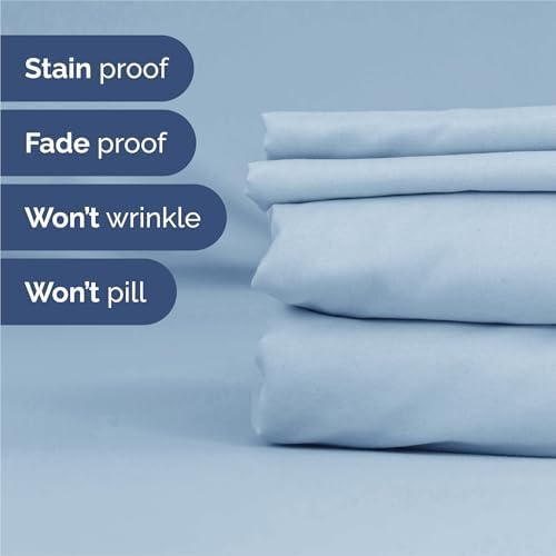Split King 7 Piece Bed Sheet Set - Comfy, Breathable & Cooling - Sky Blue - Image 5