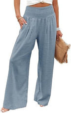 Angerella Womens Elastic High Waisted Palazzo Pants Casual Wide Leg Long Lounge Pant Trousers with Pocket by Angerella
