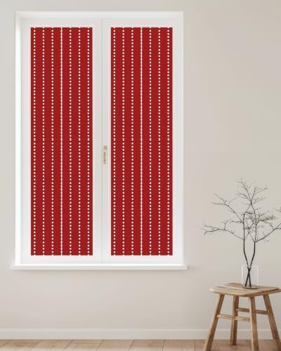 Window Privacy Film Frosted, Red Vintage Reusable Static Cling Window Tints, Farmhouse Geometric Vertical Stripes Modern Heat Control Windows Films for Offices, Balcony, 29.5 x 118 Inches - Image 2