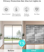 Window Privacy Film Frosted, Grey Ombre Static Cling Door Window Covering, Vintage Minimalist Gradient Abstract Texture UV Blocking Windows Film for Office, Hotel, Bedroom, 29.5 x 78.7 Inches - Image 6