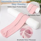 1 MIDDLE ONE Body Pillow, Bolster Pillow with Removable Velour Cover, Long Round Roll Cylinder Pillow for Bed, 35" x 7.87", Pink - Image 4