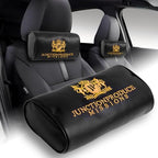 W-POWER 4PCS Junction Produce JDM Car Neck Pillow Headrest + JP VIP Embroidery Car Seat Belt Cover Set (Gold) - Image 2