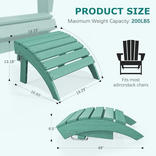 PLUUV Folding Adirondack Ottoman Footrest for Adirondack Chair, Aruba - Image 6