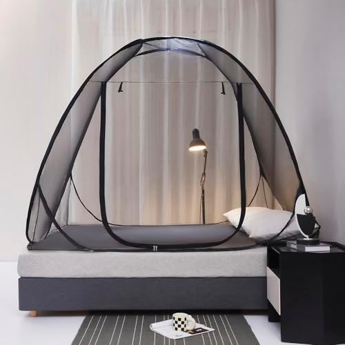Mengersi Pop Up Mosquito Net for Bed,Portable Folding Mosquito Net Tent with Net Bottom for Baby Adults Camping Travel(Black,Twin) - Image 3